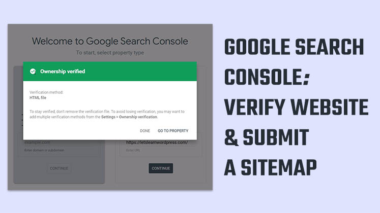 Google Search Console verification and submission of a Sitemap