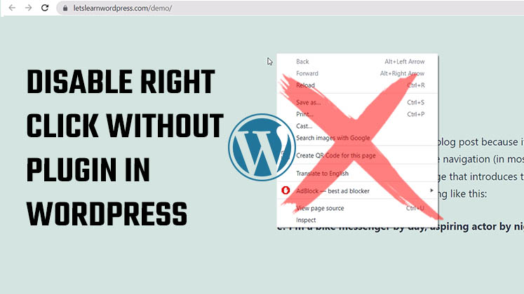 Disable Right Click WordPress without plugins