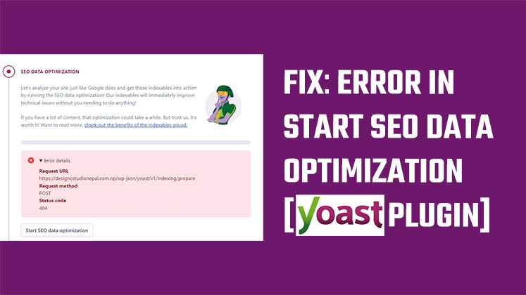 fix Start Optimization Error on yoast Seo Plugin