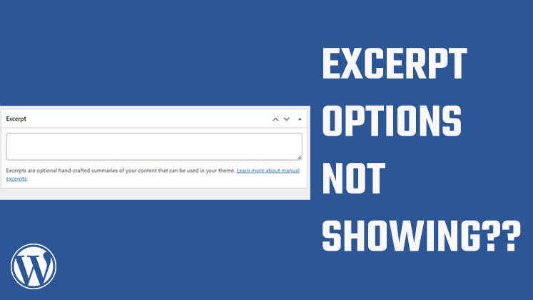 EXCERPT Options Not Showing in WordPress