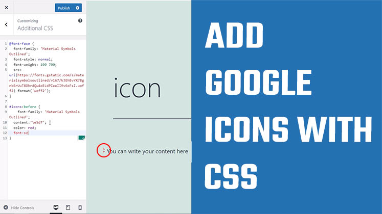 Add Google icons with CSS only