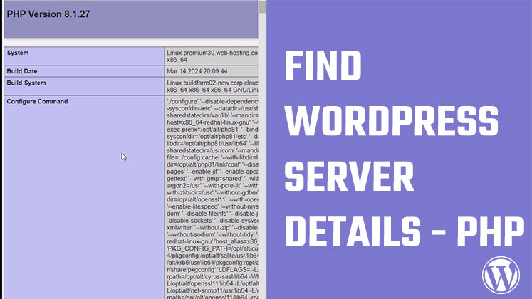 WordPress Server Details